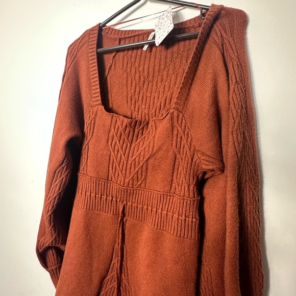 Free People Emmaline Long Sleeve Sweater Dress Cinnamon L Ptp 14 super stretchy - Picture 7 of 12